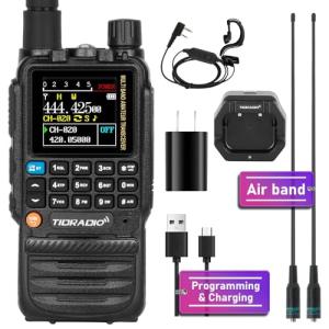 TIDRADIO TD-H3 GMRS Radio Handheld Long Range,Multi-Band Receiving Two-Way Radio,USB-C Programming & Charging,2500mAh Battery,AM/FM Reception,Walkie Talkie with Earpiece,TD-771 and Airband Antenna