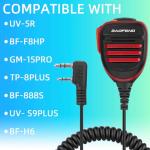BAOFENG Radio Microphone,Remote Shoulder Police Mic UV-5R BF-F8HP 5RM UV-21R K5PLUS UV-17R TIDRADIO TD-H3 TD-H8 Quansheng UV-K5 walkie Talkie Handheld Speaker mic (Red*1 Pack)