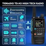 TIDRADIO TD-H3 Ham Radio Multi-Band Two Way Radio with AirBand & TD-771 Long Antenna,USB-C Programming & Charging,2500mAh Battery,One Key Frequency Match,DTMF FM AM NOAA VOX SCAN,Walkie Talkies