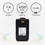 elxjar (2-Pack) 7.4V 3250mAh Replacement Battery for AnyTone AT-D878UV Plus, D878UV, D868UV, D858, BTECH DMR-6X2, Radioddity GD-AT10G, DMR-6X2 PRO Radios