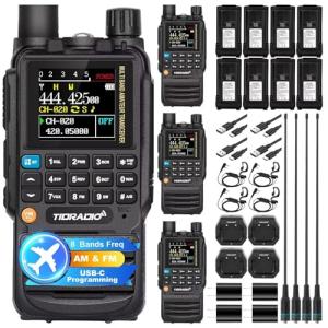 TIDRADIO TD-H3 GMRS Radio (4 Pack),USB-C Programming & Charging,Multi-Band Receiving Two-Way Radio,8pcs 2500mAh Battery,AM/FM Reception,NOAA VOX SCAN,Walkie Talkie with Earpiece & Airband Antenna