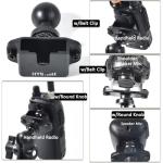HYS 1'' Ball Mount Base with Belt Clip/Round Knob Holder for Handheld CB Radio&Romote Speaker Mic, 1'' TPU Ball Adapter Compatible with RAM Mounts B Size 1 Inch Ball Double Socket Arm