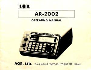 AOR AR-2002 SCANNER ORIGINAL INSTRUCTION MANUAL