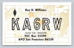 Ham Radio QSL KA6RW California USA 1976 Yaesu FT-101E Radio Card
