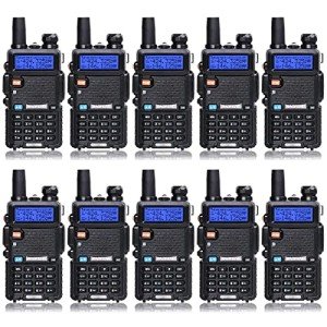 Baofeng UV-5R Dual Band Two Way Radio Handheld Ham Radio Long Range Walkie Talkies Pack of 10 for Adults School Team Management (Black)