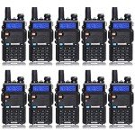 Baofeng UV-5R Dual Band Two Way Radio Handheld Ham Radio Long Range Walkie Talkies Pack of 10 for Adults School Team Management (Black)