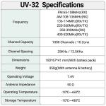 Baofeng UV-32 GPS Walkie Talkie 10W Bluetooth Programming Multi Band +Accessorie