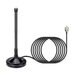 CB Radio Antenna with Magnetic Base, BNC Male Connector, 27MHz Mobile Antenna Compatible with AnyTone, Cobra CB Radio and Other Popular Models, 9-inch Height, Heavy Duty Magnet, for Cars and Trucks