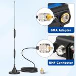 Eightwood Car Mobile Ham Radio Antenna High Gain Dual Band VHF UHF 136-174MHz 400-480MHz PL259 Male Antennae Magnetic Base with SMA Female to SO239 Adapter for BTECH Anytone Baofeng Radios