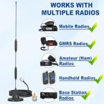 Eightwood Car Mobile Ham Radio Antenna High Gain Dual Band VHF UHF 136-174MHz 400-480MHz PL259 Male Antennae Magnetic Base with SMA Female to SO239 Adapter for BTECH Anytone Baofeng Radios