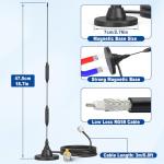 Eightwood Car Mobile Ham Radio Antenna High Gain Dual Band VHF UHF 136-174MHz 400-480MHz PL259 Male Antennae Magnetic Base with SMA Female to SO239 Adapter for BTECH Anytone Baofeng Radios