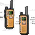 2 PACK 500M Walkie Talkie Two Way Radio 1500mAh Li-ion-USB-C, FlashLight- L Deal