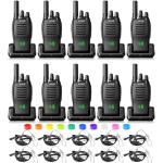 Retevis H-777H Walkie Talkies with Earpiece,2 Way Radio Long Range, Hidden Screen,USB-C Charging,Emergency Alarm,Portable FRS Two-way Radios with Base Station for Consumer Services Healthcare(10 Pack)