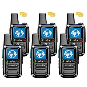 Global Lifetime Free Rapid Walkie Talkies Unlimited Range 4G LTE PoC(Push-to-Talk Over Cellular) Radios Nationwide PTT Two Way Radios Long Distance for Family,Logistics,Company 6packs (Black, 6pcs)
