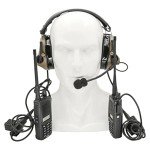 HEARFALCOM Dual Communication COMTA III Tactical Headset with PTT Adapters U94 PTT Compatible with Baofeng UV-5R, UV-82 Walkie Talkie Suitable for Airsoft Sports, Hunting, Hearing Protection (DE)