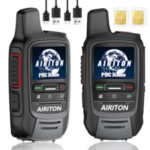 Walkie Talkies Fast Radio Unlimited Range Nationwide 4G Long Distance 5000 Miles Handheld POC Two Way Radio with Headset Push to Talk Over Cellular Radio Long Range Walkie talkies (2 with SIM Card)