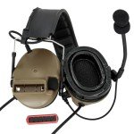 HEARFALCOM Dual Communication COMTA III Tactical Headset with PTT Adapters U94 PTT Compatible with Baofeng UV-5R, UV-82 Walkie Talkie Suitable for Airsoft Sports, Hunting, Hearing Protection (DE)