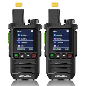 Lifetime Free Global Walkie Talkies Unlimited Range 4G PoC Radio Nationwide Handhold Long Distance PTT Two Way Radio Portable Radios with Flashlight for Family and Work Teams(2 Pack with SIM)