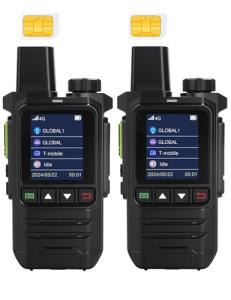 Global Lifetime Free 4G LTE PoC Walkie Talkies Nationwide PTT Two Way Radios Unlimited Range Long Distance Push-to-Talk Over Cellular Radios for Family, Logistics & Company 2pcs with SIM Card