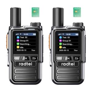 Radtel P8 PoC Radio (Push-to-Talk Over Cellular), Unlimited Range Nationwide Handheld Walkie Talkies, Rechargeable Two-Way Radios with Flashlight, Long Distance GXIN Ham Radio (2 Pack with 2 SIM)