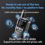 Radtel P8 PoC Radio (Push-to-Talk Over Cellular), Unlimited Range Nationwide Handheld Walkie Talkies, Rechargeable Two-Way Radios with Flashlight, Long Distance GXIN Ham Radio (2 Pack with 2 SIM)