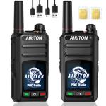 AIRITON Walkie Talkies Fast Radio Unlimited Range Nationwide 4G Long Distance 5000 Miles Handheld POC Two Way Radio Push to Talk Over Cellular Radio Walkie Talkie for Group(2 with SIM Card)