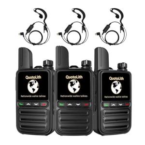 Long Range Walkie Talkies - Unlimited Nationwide Two-Way Radios with Free Lifetime SIM Card,4G PoC for Construction/Fleet Dispatch/Family Emergencies (Black (Includes Headphones) 3)