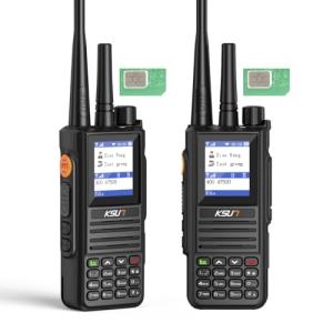 KSUN POC Radio with SIM Cards, Global Walkie Talkies UHF Handheld Two-Way Radios Dual PTT & Antenna, Unlimited Range Cellular Network Rechargeable Push to Talk Over for Adults Hiking, 2-Pack CT58