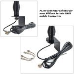 TWAYRDIO Heavy Duty GMRS Mobile Radio Antenna, 6.5dB High Gain Black Fiberglass GMRS Antenna with Mount Bracket, Spring Base, 16.4ft RG58 Coaxial Cable for Midland Retevis GMRS Transceiver