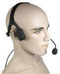 PRYME® NBP Series Tactical Bone Conduction Headset w/Conduction Speakers, Boom Microphone and Round (Hockey Puck) PTT Switch. Radio Cable fits Kenwood, Baofeng, Wouxon, and TYT 2-Pin Radios.