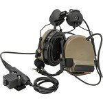 HEARFALCOM Tactical Comta III Headset Helmet ARC Rail Adapter Bracket Version with U94 PTT Adapter Compatible with Baofeng UV-5R, UV-82 Walkie Talkie for Airsoft Sports（DE）