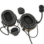 HEARFALCOM Tactical Comta III Headset Helmet ARC Rail Adapter Bracket Version with U94 PTT Adapter Compatible with Baofeng UV-5R, UV-82 Walkie Talkie for Airsoft Sports（DE）