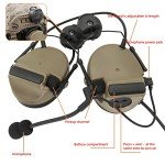 HEARFALCOM Tactical Comta III Headset Helmet ARC Rail Adapter Bracket Version with U94 PTT Adapter Compatible with Baofeng UV-5R, UV-82 Walkie Talkie for Airsoft Sports（DE）