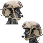HEARFALCOM Tactical Comta III Headset Helmet ARC Rail Adapter Bracket Version with U94 PTT Adapter Compatible with Baofeng UV-5R, UV-82 Walkie Talkie for Airsoft Sports（DE）