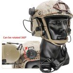 HEARFALCOM Tactical Comta III Headset Helmet ARC Rail Adapter Bracket Version with U94 PTT Adapter Compatible with Baofeng UV-5R, UV-82 Walkie Talkie for Airsoft Sports（DE）