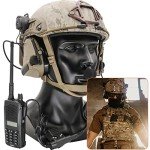 HEARFALCOM Tactical Comta III Headset Helmet ARC Rail Adapter Bracket Version with U94 PTT Adapter Compatible with Baofeng UV-5R, UV-82 Walkie Talkie for Airsoft Sports（DE）