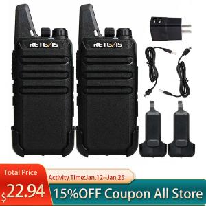 2Pack Retevis RT22 Walkie Talkies Two Way Radios Rechargeable for Church/School