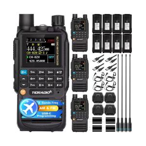 TIDRADIO TD-H3 GMRS Radio (4 Pack),USB-C Programming & Charging,Multi-Band Receiving Two-Way Radio,8pcs 2500mAh Battery,AM/FM Reception,NOAA VOX SCAN,Walkie Talkie with Earpiece & Airband Antenna