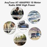 AnyTone AT-6666PRO 10 Meter Mobile Radio for Truckers,80W High Power Ham Mobile Transceiver. AM 80W(PEP) / FM 50W / SSB 80W(PEP).RX and TX Noise Reduction, CTCSS/DCS with RX/TX Split Function