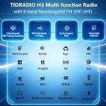 TIDRADIO TD-H3 GMRS Radio Handheld, USB-C Charging & Programming, Multi-Band Two Way Radios Long Range, NOAA FM AM, Copy Frequency, Rechargeable Walkie Talkies with 2500mAh Battery (x2), 1 Pack-Black