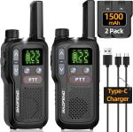 Long Range Rechargeable Walkie Talkies with NOAA Weather | 2-Pack