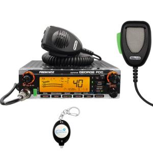 George FCC AM/FM/SSB CB Radio with DIGIMIKE Microphone, CTCSS/DCS, Large 7 Color LCD Display, Weather Channel/Alert, ASC, VOX, Scan Skip, USB Port, NRC, Automatic SWR, PA, with Keychain