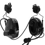 HEARFALCOM Tactical Comta III Headset Helmet ARC Rail Adapter Bracket Version with U94 PTT Adapter Compatible with Baofeng UV-5R, UV-82 Walkie Talkie for Airsoft Sports（BK）