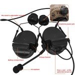 HEARFALCOM Tactical Comta III Headset Helmet ARC Rail Adapter Bracket Version with U94 PTT Adapter Compatible with Baofeng UV-5R, UV-82 Walkie Talkie for Airsoft Sports（BK）