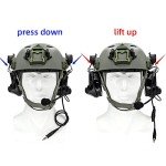 HEARFALCOM Tactical Comta III Headset Helmet ARC Rail Adapter Bracket Version with U94 PTT Adapter Compatible with Baofeng UV-5R, UV-82 Walkie Talkie for Airsoft Sports（BK）
