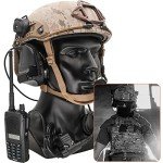 HEARFALCOM Tactical Comta III Headset Helmet ARC Rail Adapter Bracket Version with U94 PTT Adapter Compatible with Baofeng UV-5R, UV-82 Walkie Talkie for Airsoft Sports（BK）