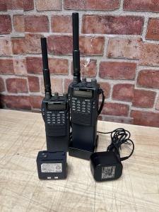 Lot Of Alinco DJ-580T w/ Charging Dock Handheld Transceiver One Extra Battery
