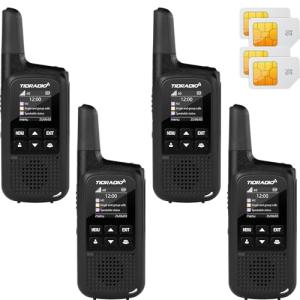 Global Rapid Walkie Talkies Unlimited Range 4G LTE PoC with SIM Cards, Long Distance Two Way Radios, APP Management, Nationwide PTT, for Family,Logistics,Truck Fleet,Construction site,Company, 4 Pack