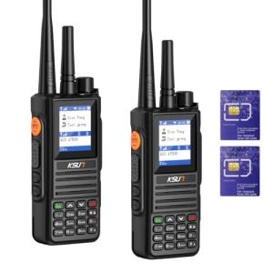 KSUN 4G Network Lifetime Free Global POC Radios PTT with Pre-Paid SIM Card Walkie Talkies Unlimited Range, Handheld UHF Dual Mode, Gifts for Family Bus Drivers, Camping KSUN CT58 (2 Pack)