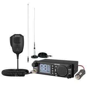 Retevis MB4 DIN Mount CB Radio Kit, Noise Canceling Mobile Radio, Front Facing Speaker, PA, Cigarette Lighter, 40-Channel AM/FM, Long Range CB Radio with Antenna for Trucker Off Road Emergency